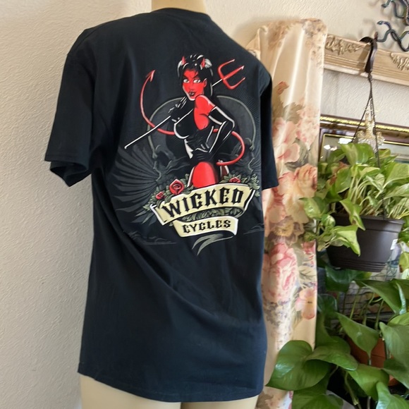 T-shirt Gildan Wicked Cycles Black with She devil Design - Picture 7 of 11